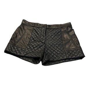 THAKOON ADDITION black lambskin shorts